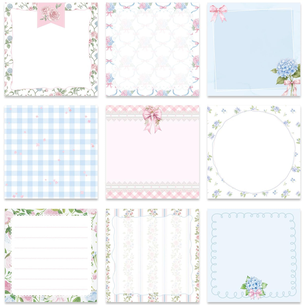 Pink Blue Aesthetic Sticky Notes 3x3 Gifts for Students 9-Pack