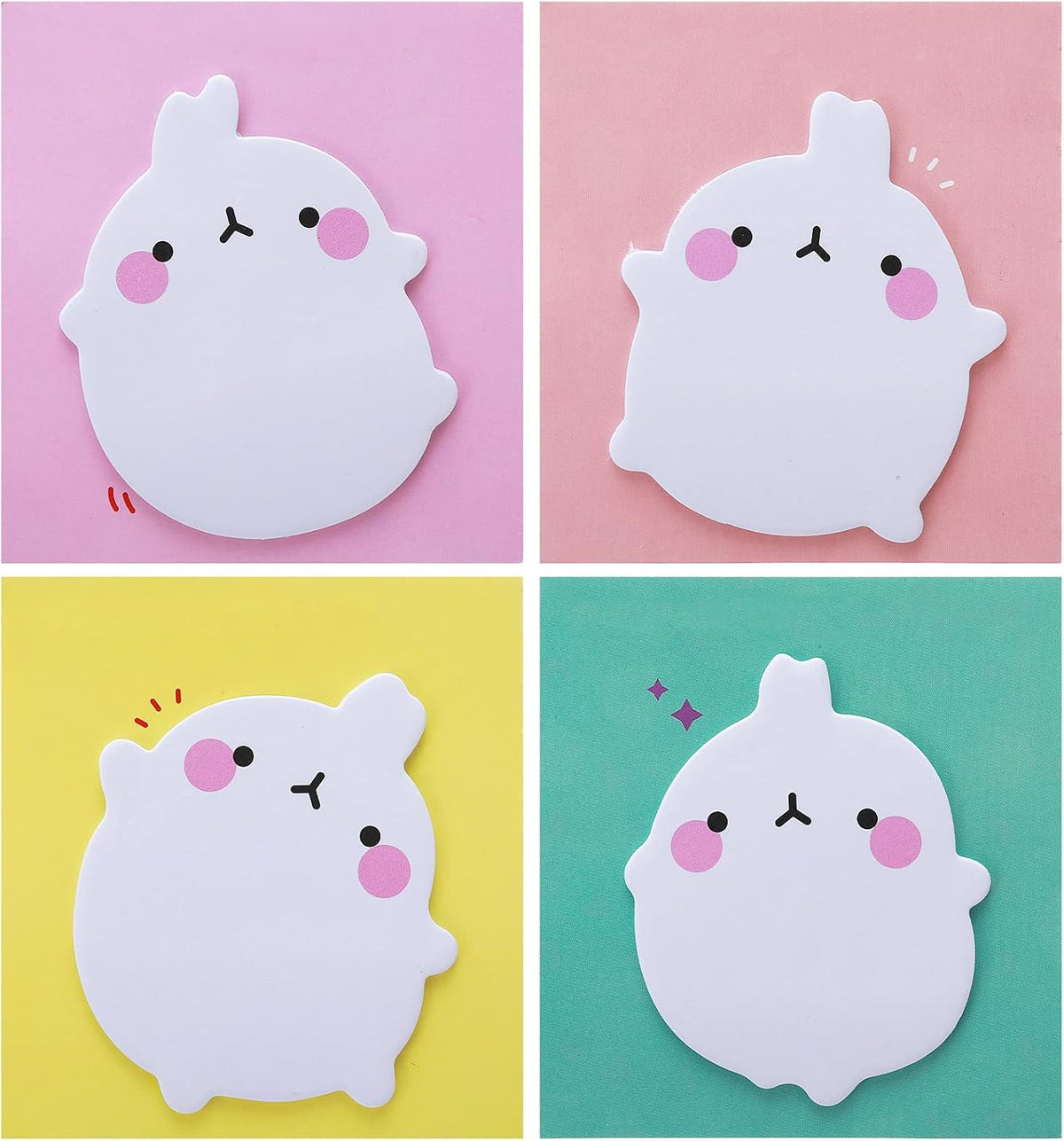 cobee Cute Animal Self Stick Notes,8 Pack Kawaii Rabbit Sticky Notes Pad Cartoon Memo Pads Markers Flags Students Home Office Roommates Gifts Tab Supplies 160 Sheets