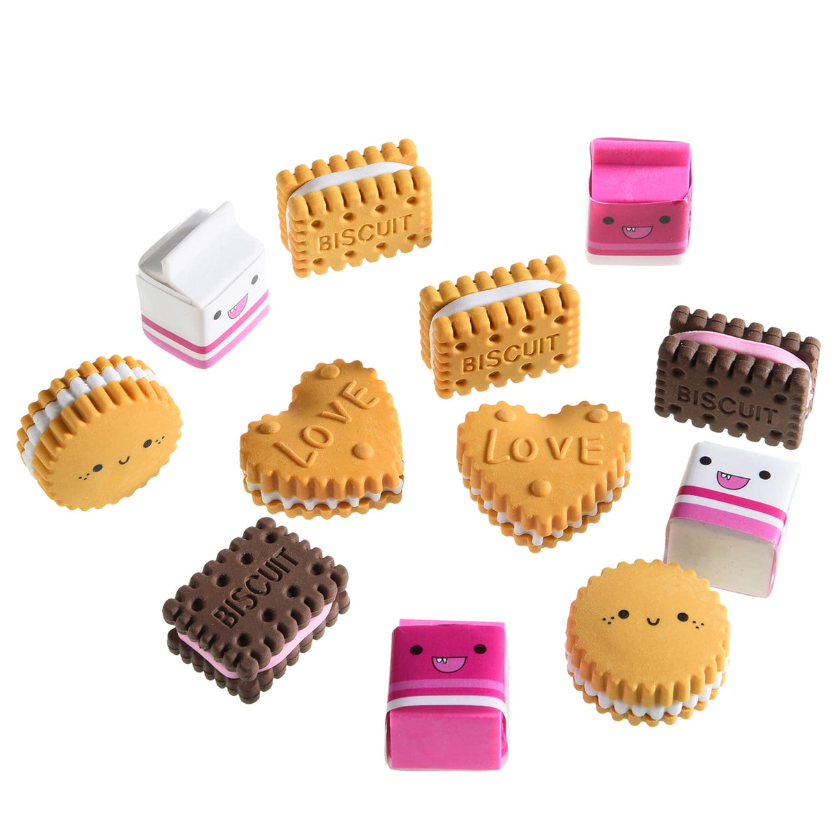 DOMG 16Pcs Ice Cream Erasers for Kids, Cute Fruit Shaped Fun Food Eraser for Classroom Rewards Party Favors