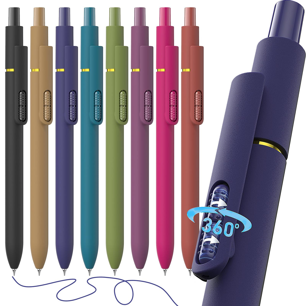 Hiacry 8 Pack Colored Gel Pens - 0.7mm Fine Point Colorful Ink Fidget Pens