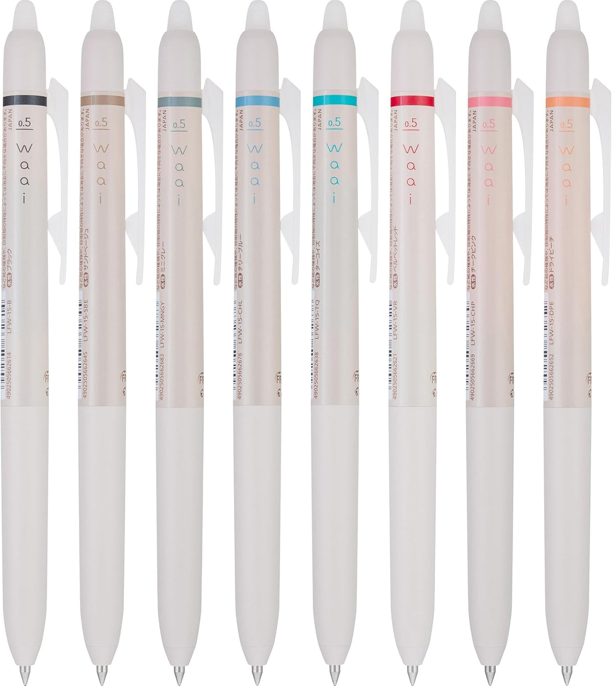 PILOT FriXion Waai Erasable Gel Ink Pens 0.5mm, Assorted Color Inks, 8-Pack