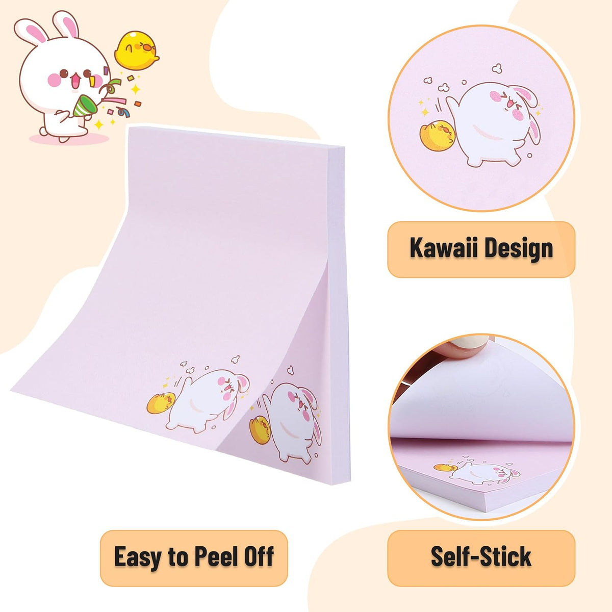 Mr. Pen- Aesthetic Sticky Notes, 3"x3", 8 Pads, 400 Sheets, 4 Designs