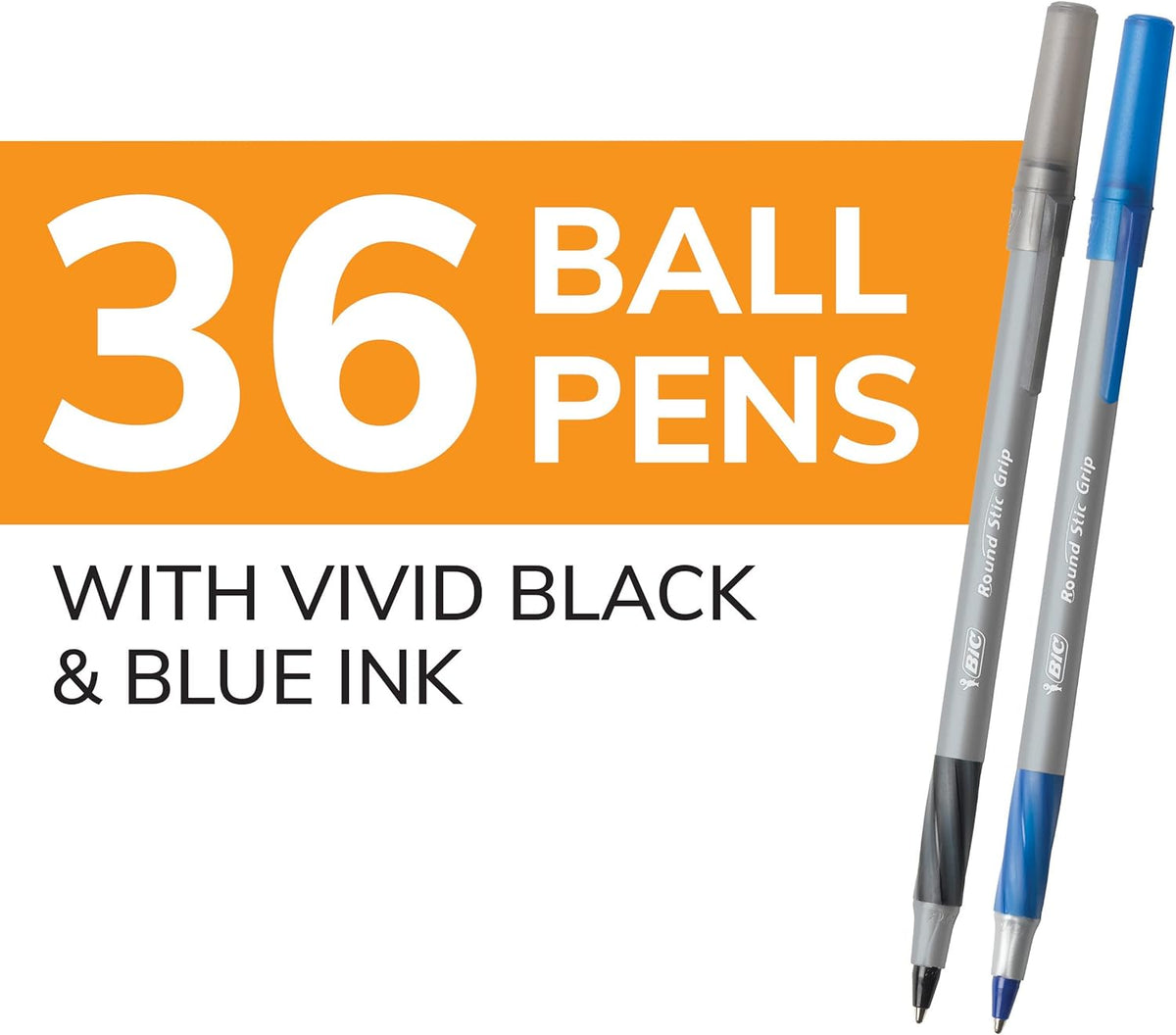BIC Ballpoint Pen, Black and Blue Ink, 36-Count