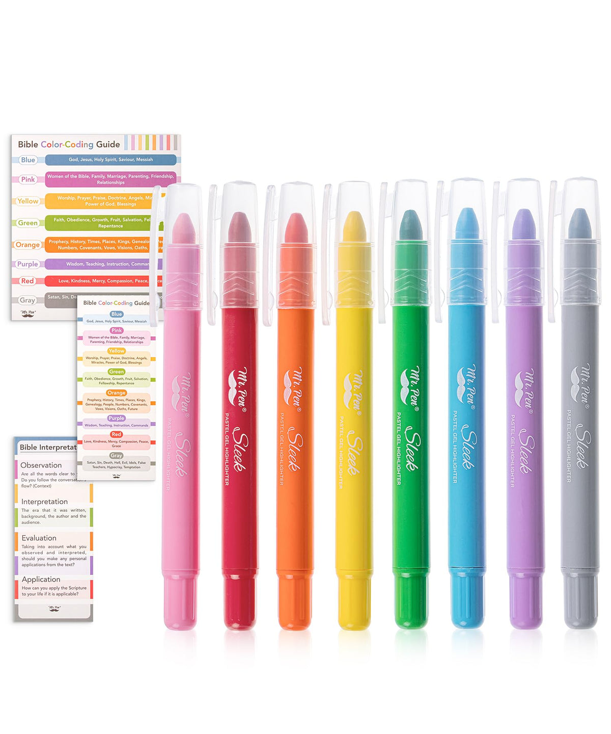Mr. Pen- No Bleed Gel Highlighters, Vibrant Colors, 8 Pack
