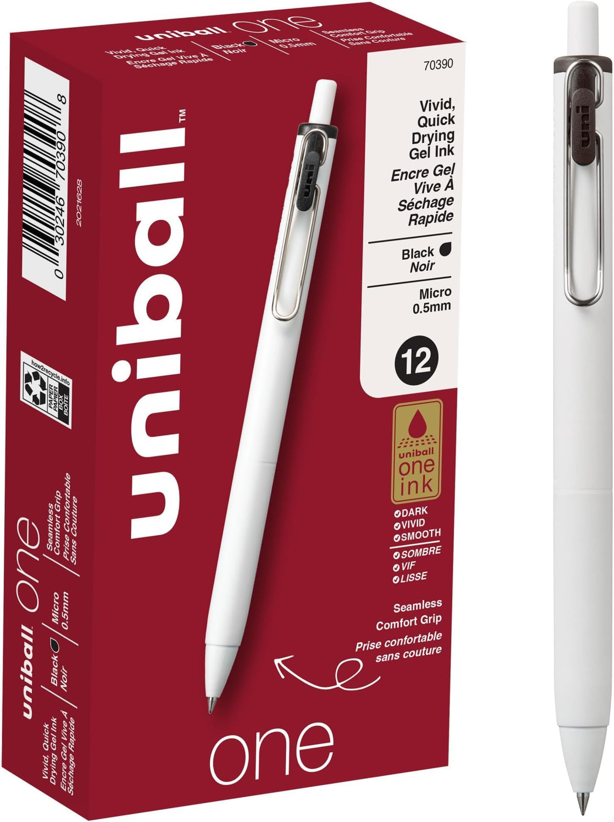 uniball™ one Gel Pens, Medium Point (0.7mm), Assorted Ink, 5 Pack