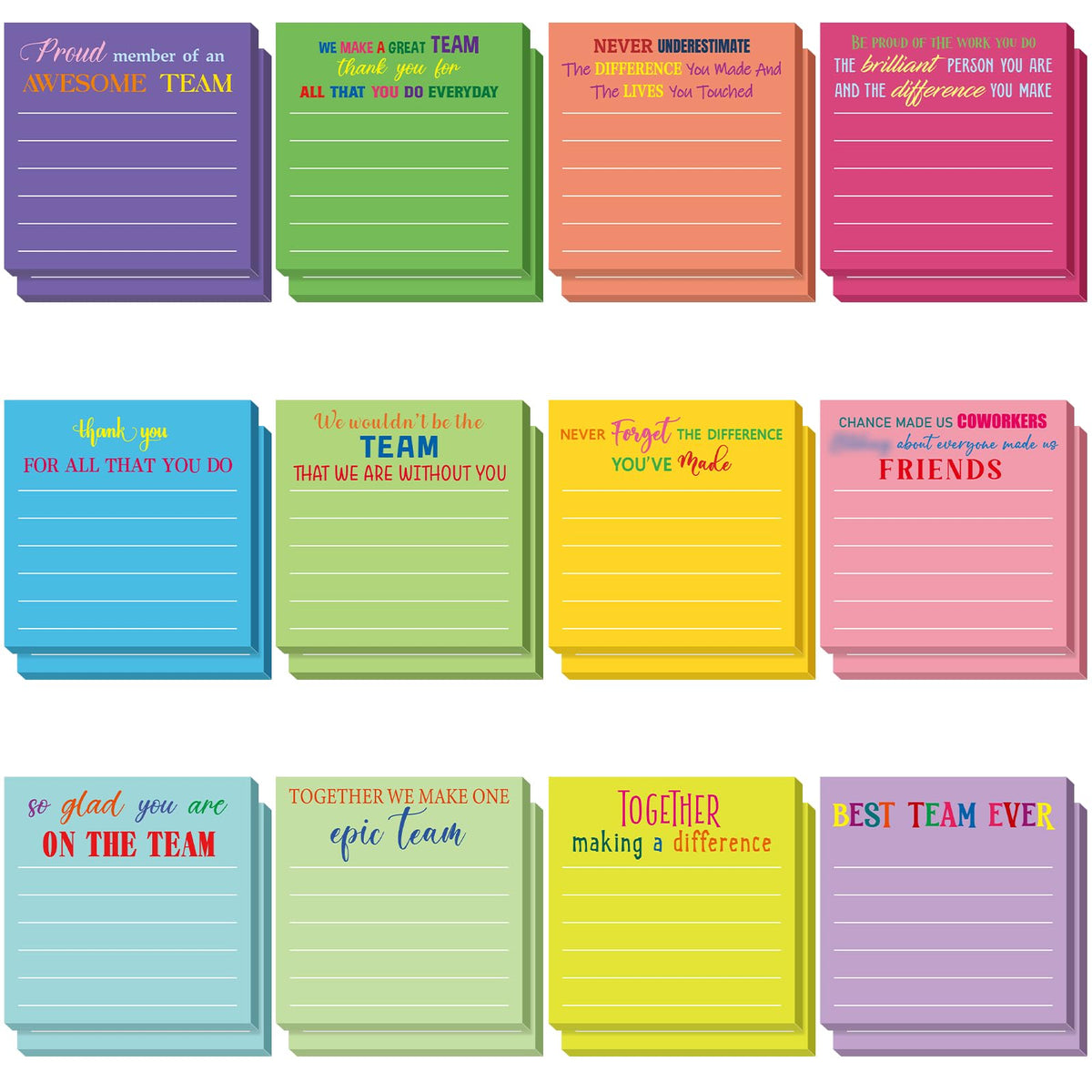Yinder 24 Pcs Inspirational Sticky Notes Gifts, Appreciation, Multicolor