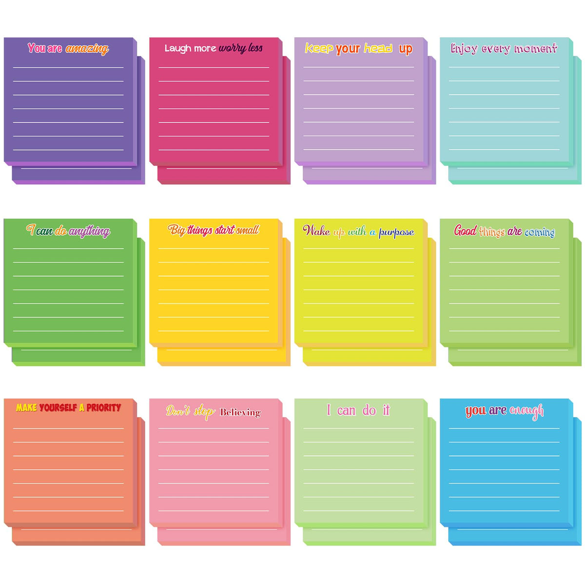 Yinder 24 Pcs Inspirational Sticky Notes Gifts, Appreciation, Multicolor