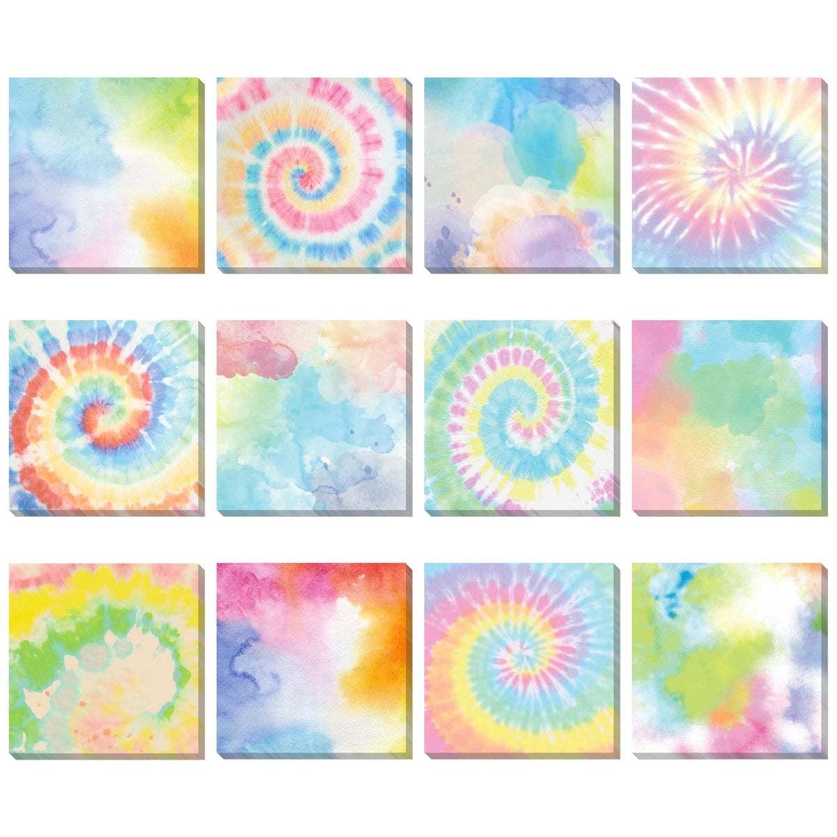 Eaasty 12 Pcs Rainbow Sticky Notes Tie Dye Pastel Sticky Note, 3 x 3 Inch