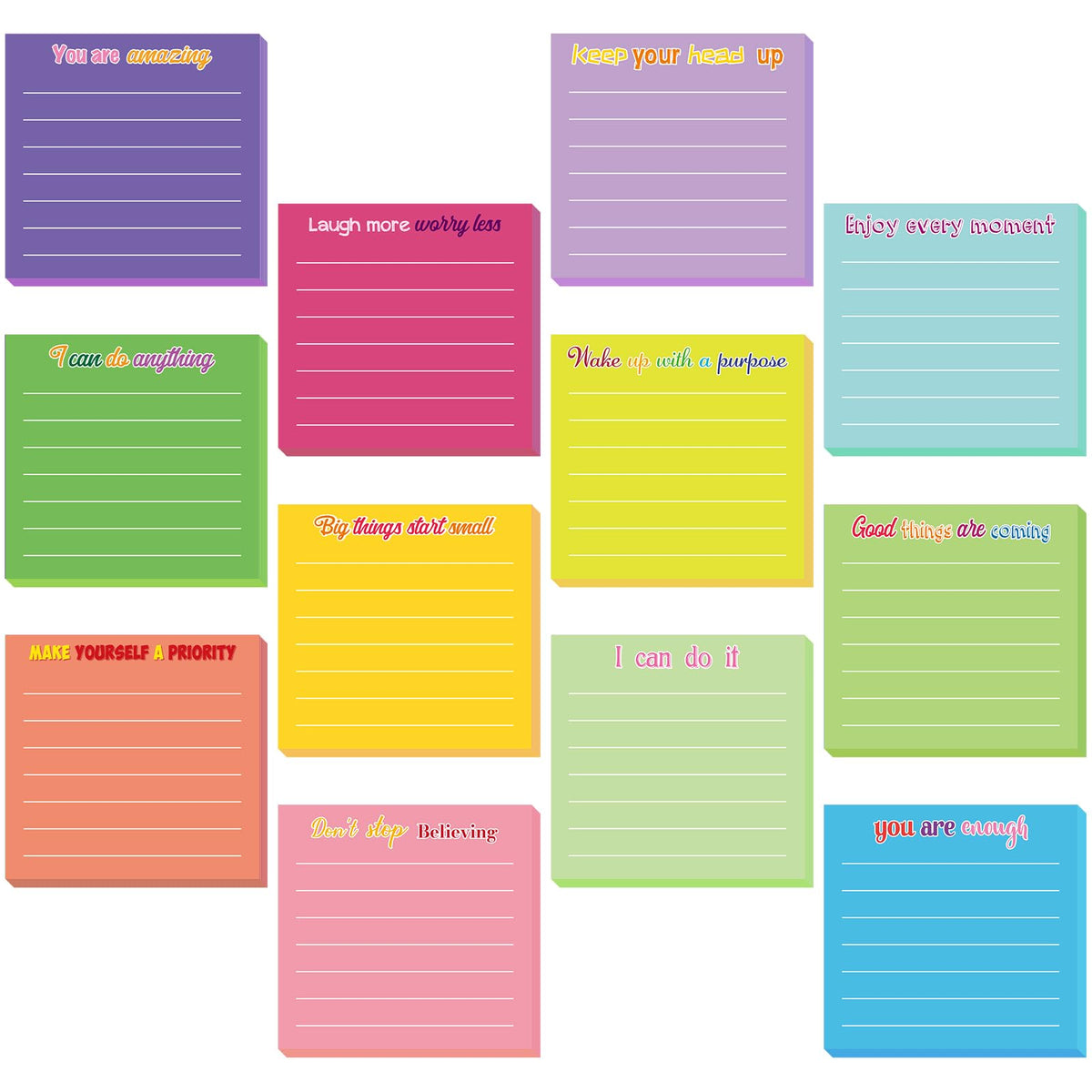 Yinder 24 Pcs Inspirational Sticky Notes Gifts, Appreciation, Multicolor