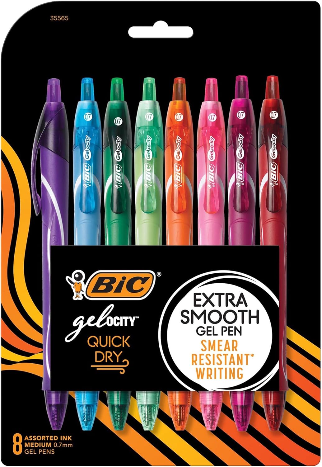 BIC Gelocity Quick Dry Gel Pens, Medium Point, 0.7 mm, 8-Count Pack