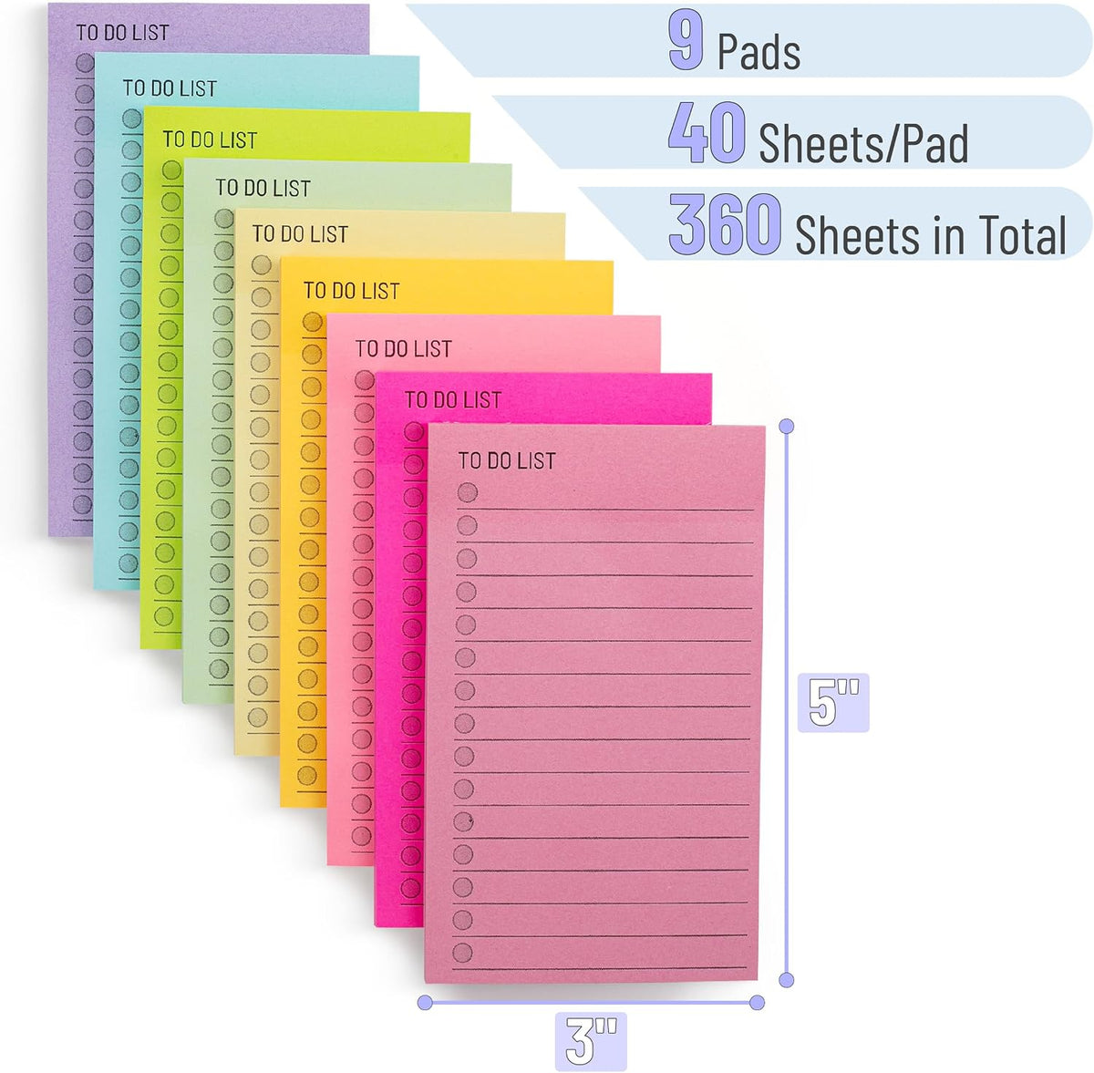 Mr. Pen- to Do List Sticky Notes, 3” x 5”, 9 Pads, 360 Sheets
