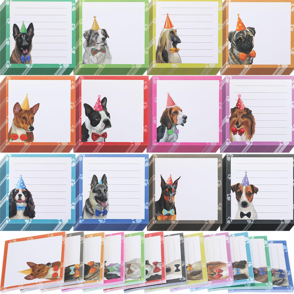 Handepo 12 Pcs Dog Sticky Notes 3"x3" Cute Puppy Vet Tech Week Gifts