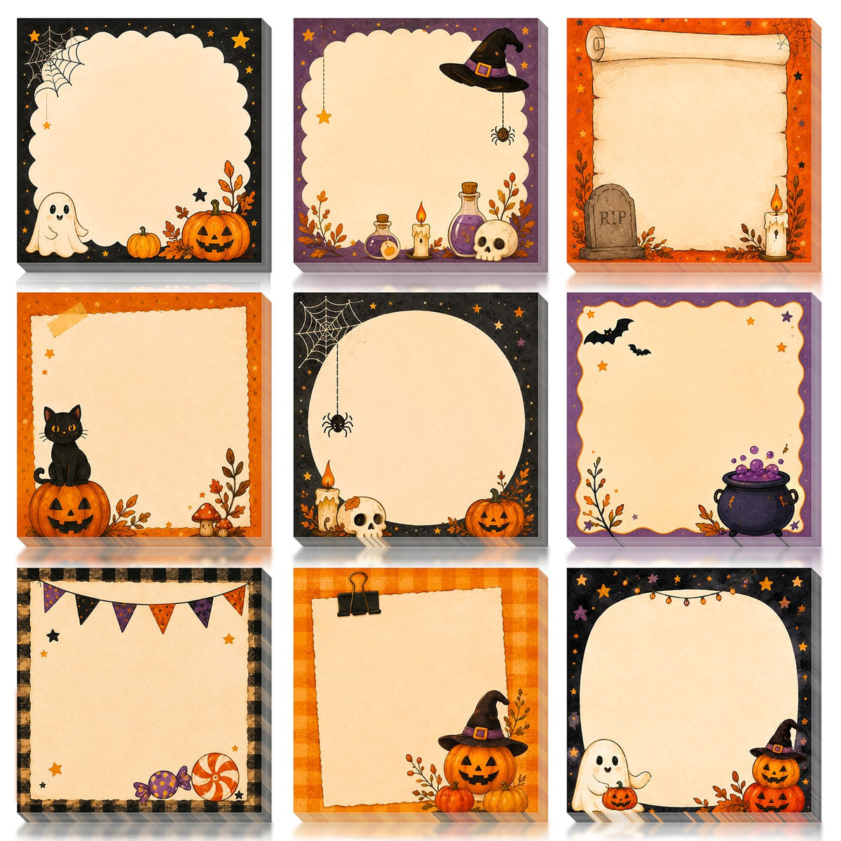 9 Pieces Bee Sticky Notes 3x3 Inch Cute Bee Note Pads Adesive Bee Memo Notes for School Office Home Supplies Students Teachers Gift