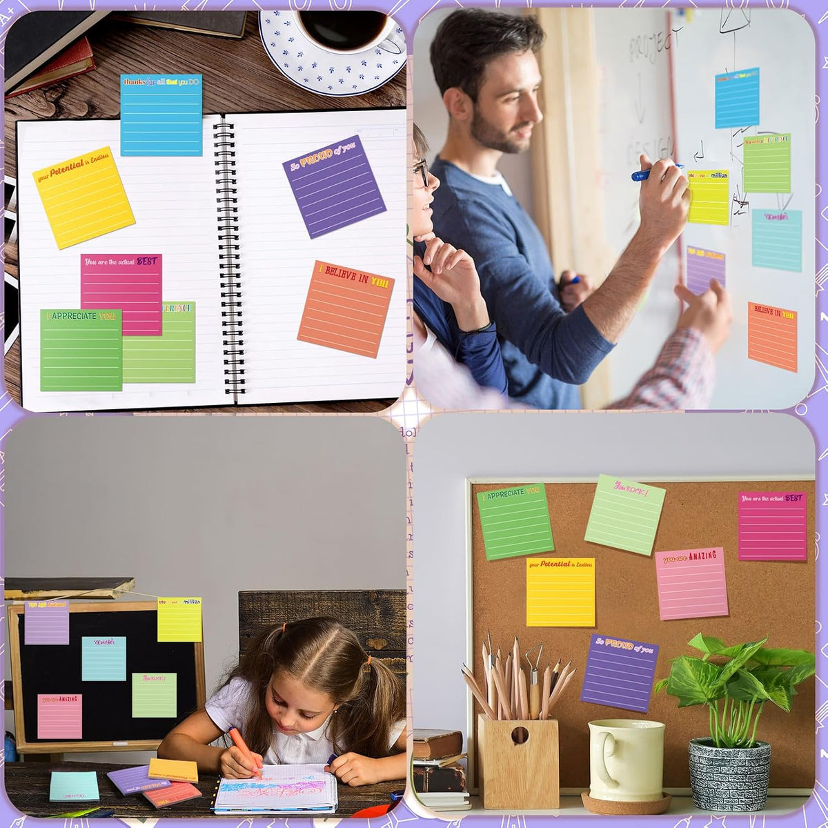 Yinder 24 Pcs Inspirational Sticky Notes Gifts, Appreciation, Multicolor