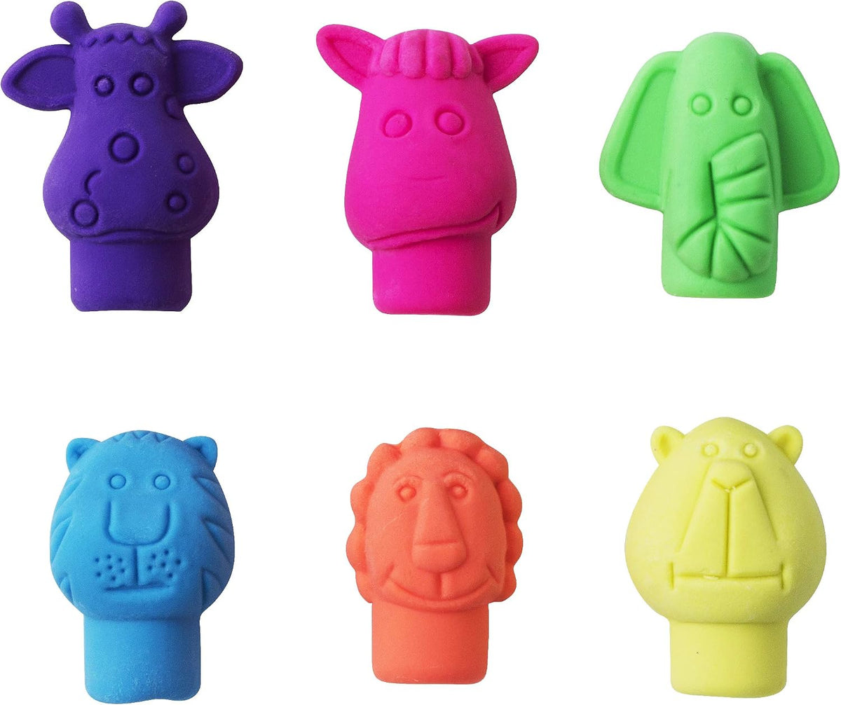 Mr. Pen- Animal Pencil Top Eraser, 60 Pack, 6 Assorted Styles