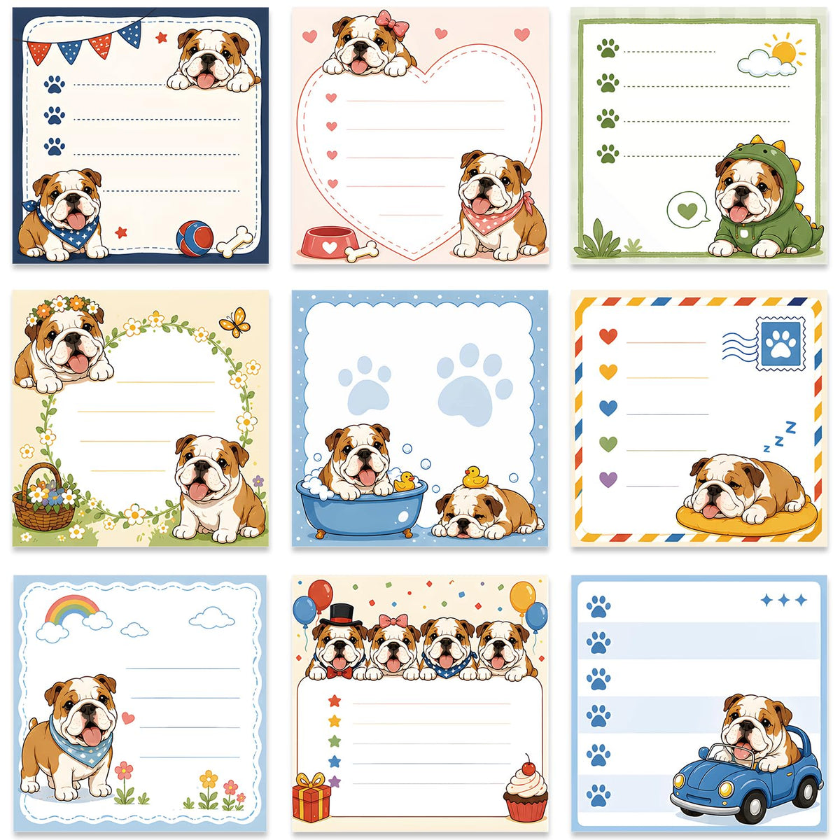 Frog Sticky Notes 3x3 Cute Animal Stationery 9-Pack