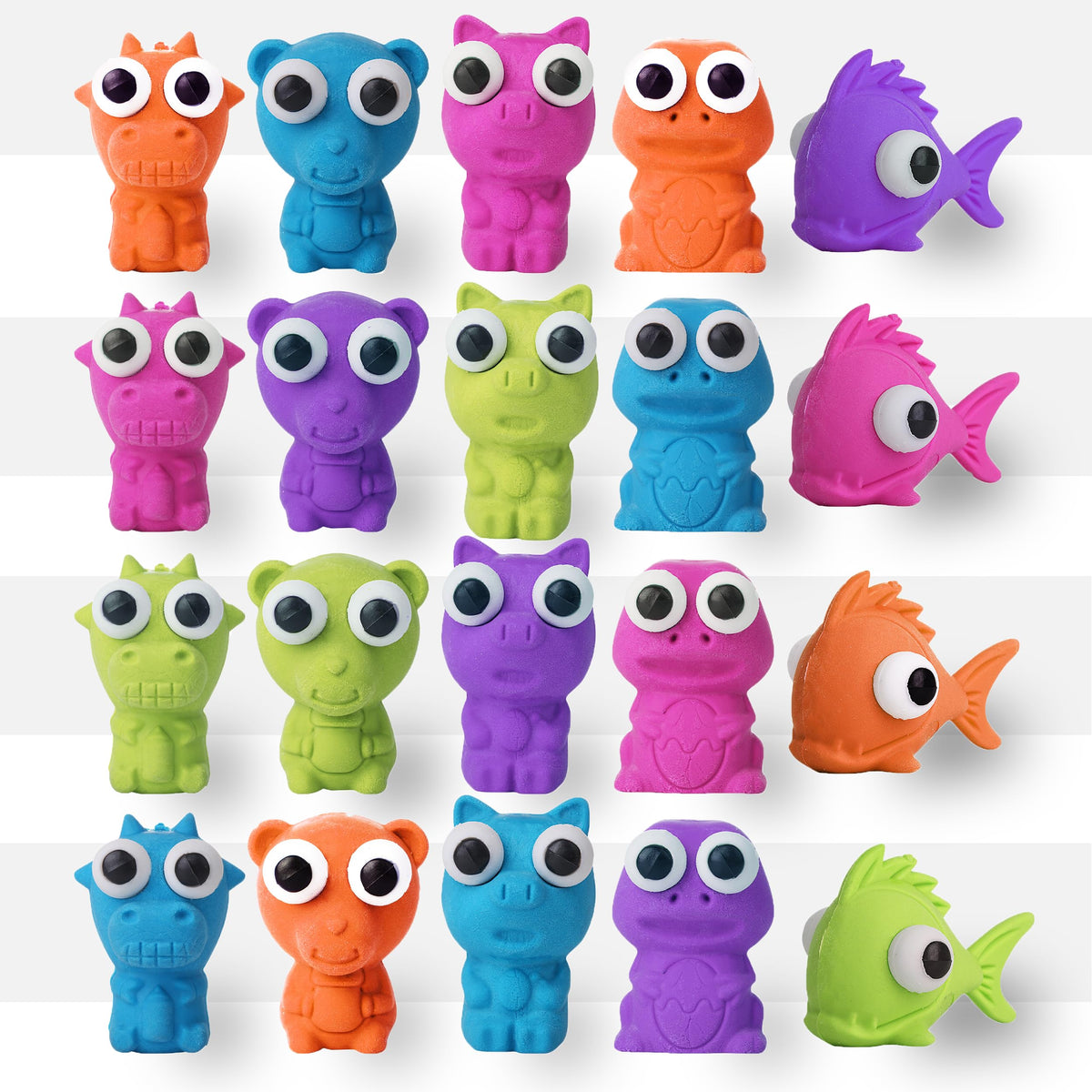 Mr. Pen- Animal Pencil Top Eraser, 20 Pack, 5 Assorted Styles