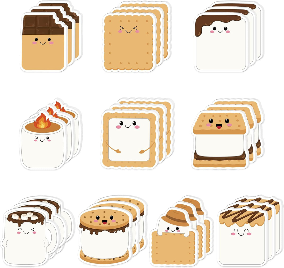 CJiangpo 30Pcs Marshmallow Funny Sticky Notes Pads Camping Party Favors