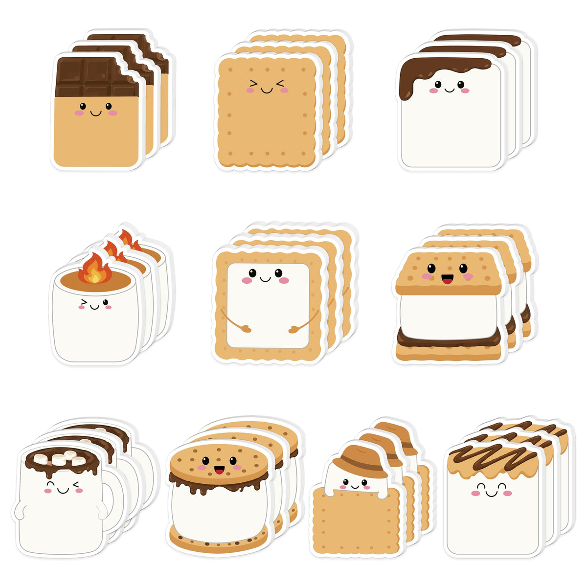 CJiangpo 30Pcs Marshmallow Funny Sticky Notes Pads Camping Party Favors