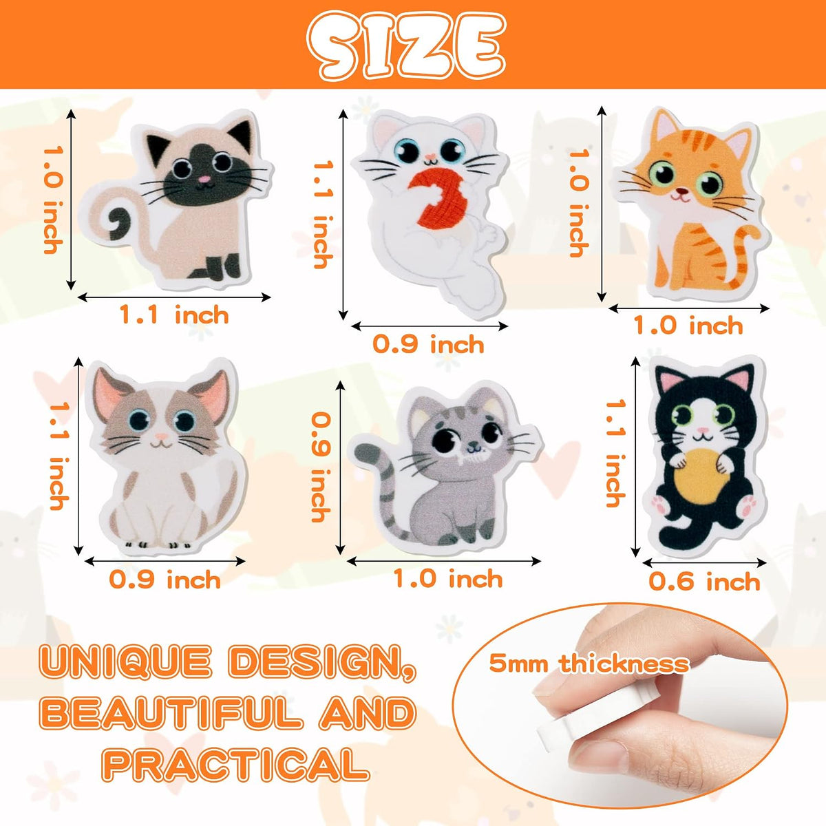 ANGOLIO 60Pcs Cute Cat Erasers Back to School Gifts for Kids Animal Pencil Top Erasers Mini Kawaii Cartoon 3D Desk Pet for Classroom Activities Rewards Game Prizes Birthday Party Supplies, 6 Styles