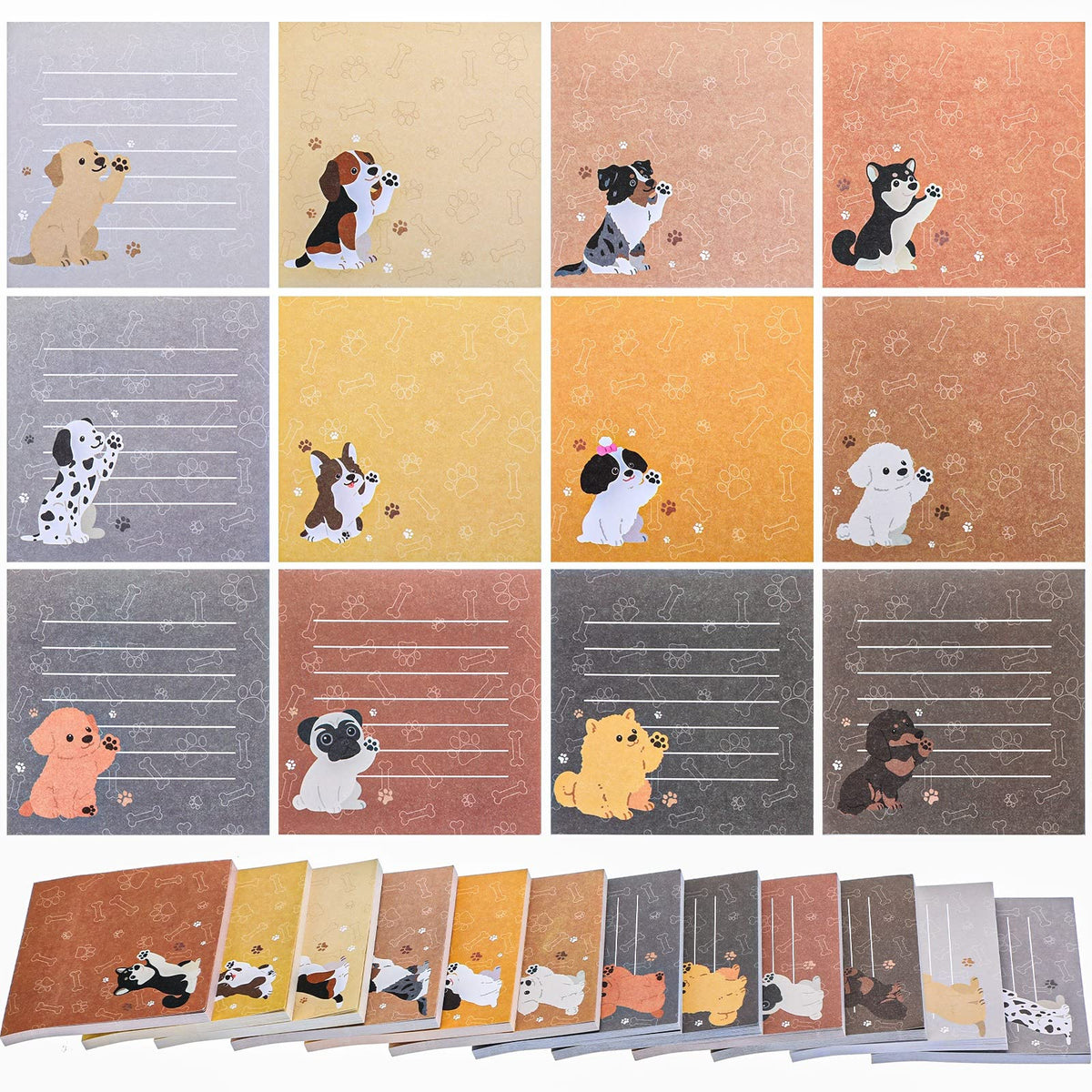 Handepo 12 Pcs Dog Sticky Notes 3"x3" Cute Puppy Vet Tech Week Gifts