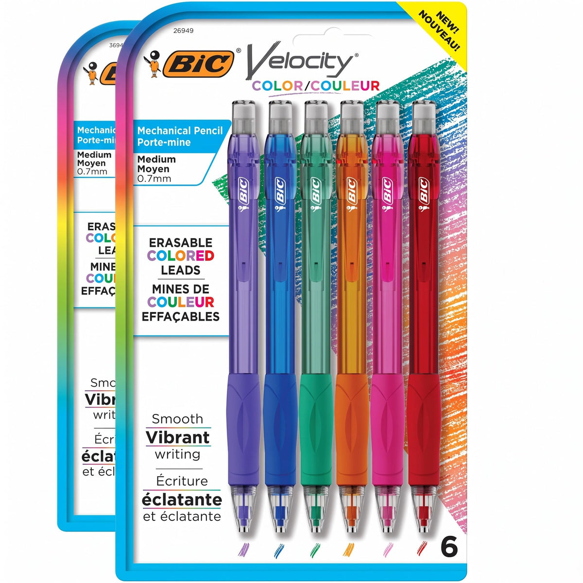 BIC Velocity Colored Lead Mechanical Pencils, Medium Point, 0.7 mm, 6-Count