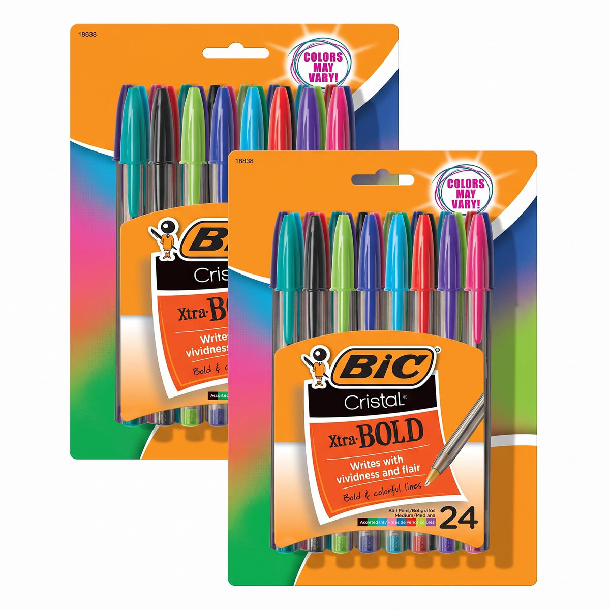 BIC Cristal Xtra Bold Ballpoint Pens, Bold Point, 1.6 mm, 24-Count Pack