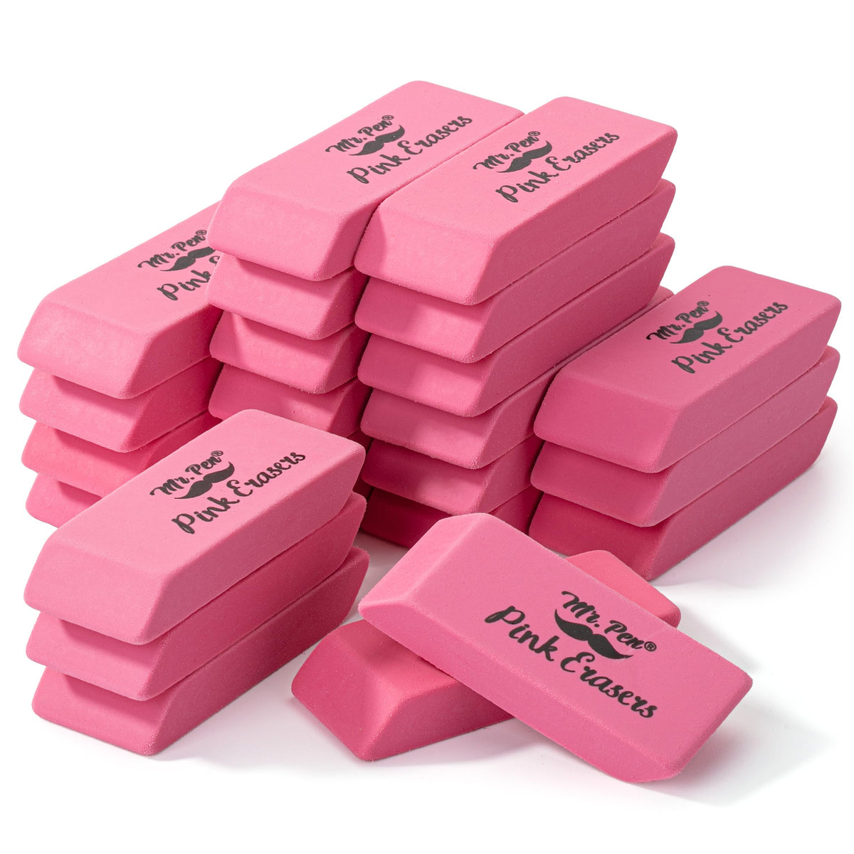 Mr. Pen- Pink Pencil Eraser, 12 Pack