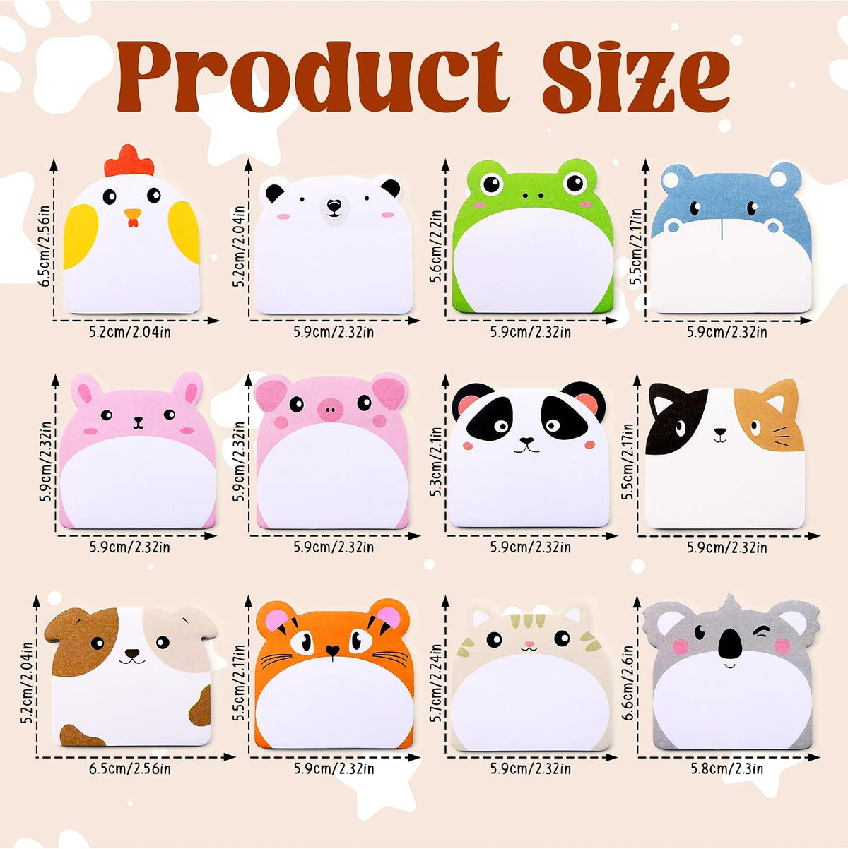 12 Pads Cute Sticky Notes - Kawaii Kitty Animal Note Pads Bulk, Fun Feline Cartoon Self-Adhesive Memo Tabs & Page Markers, Unique Stationery Gift for Veterinary Office, School & Party Supplies