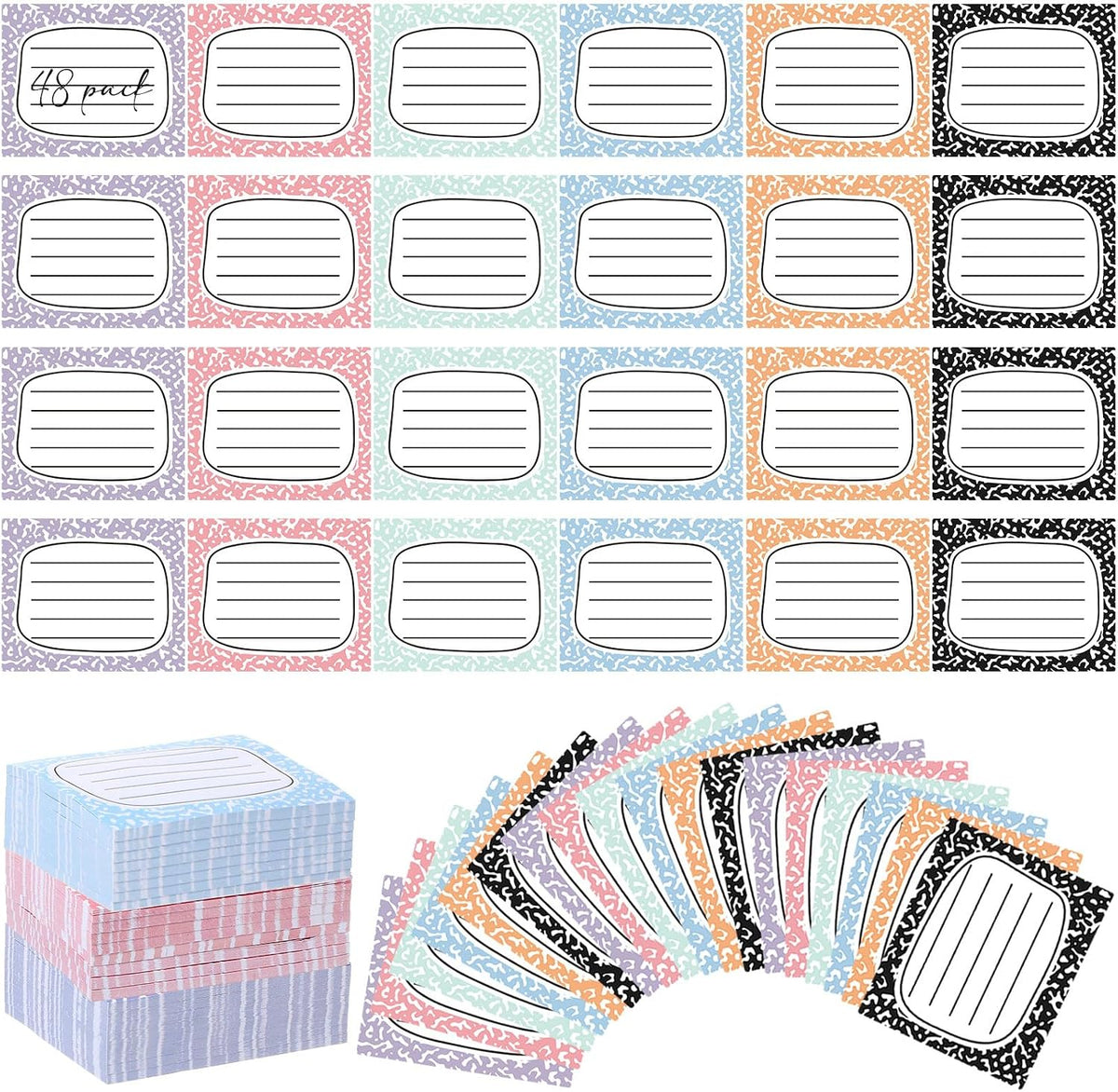 48 Pads 1440 Sheets Composition Notebook Sticky Notes Teacher Note Pads Back to School Supplies Gifts Self Adhesive Memo Pad Cute Gifts for Students Classroom