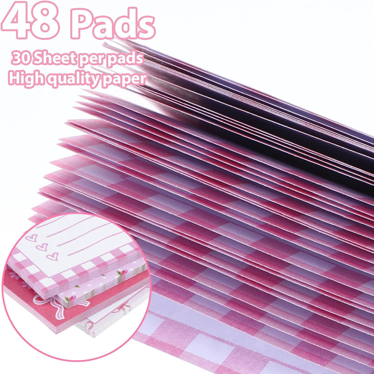 Cute Sticky Notes Pink Sticky Notes 48 Pads 3x3 Inch Bow Design Note Cute Memo Pads for Office Desk Decor Party Favors Women Friends