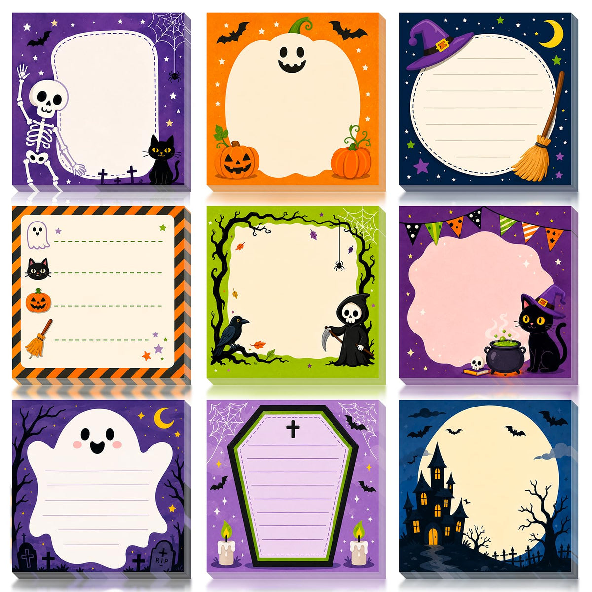 9 Pieces Bee Sticky Notes 3x3 Inch Cute Bee Note Pads Adesive Bee Memo Notes for School Office Home Supplies Students Teachers Gift