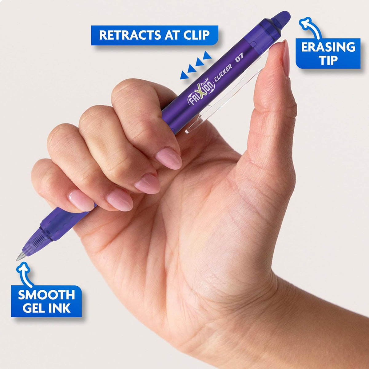 PILOT FriXion Clicker Gel Ink Pens 0.7mm, Assorted Colors, 7-Pack