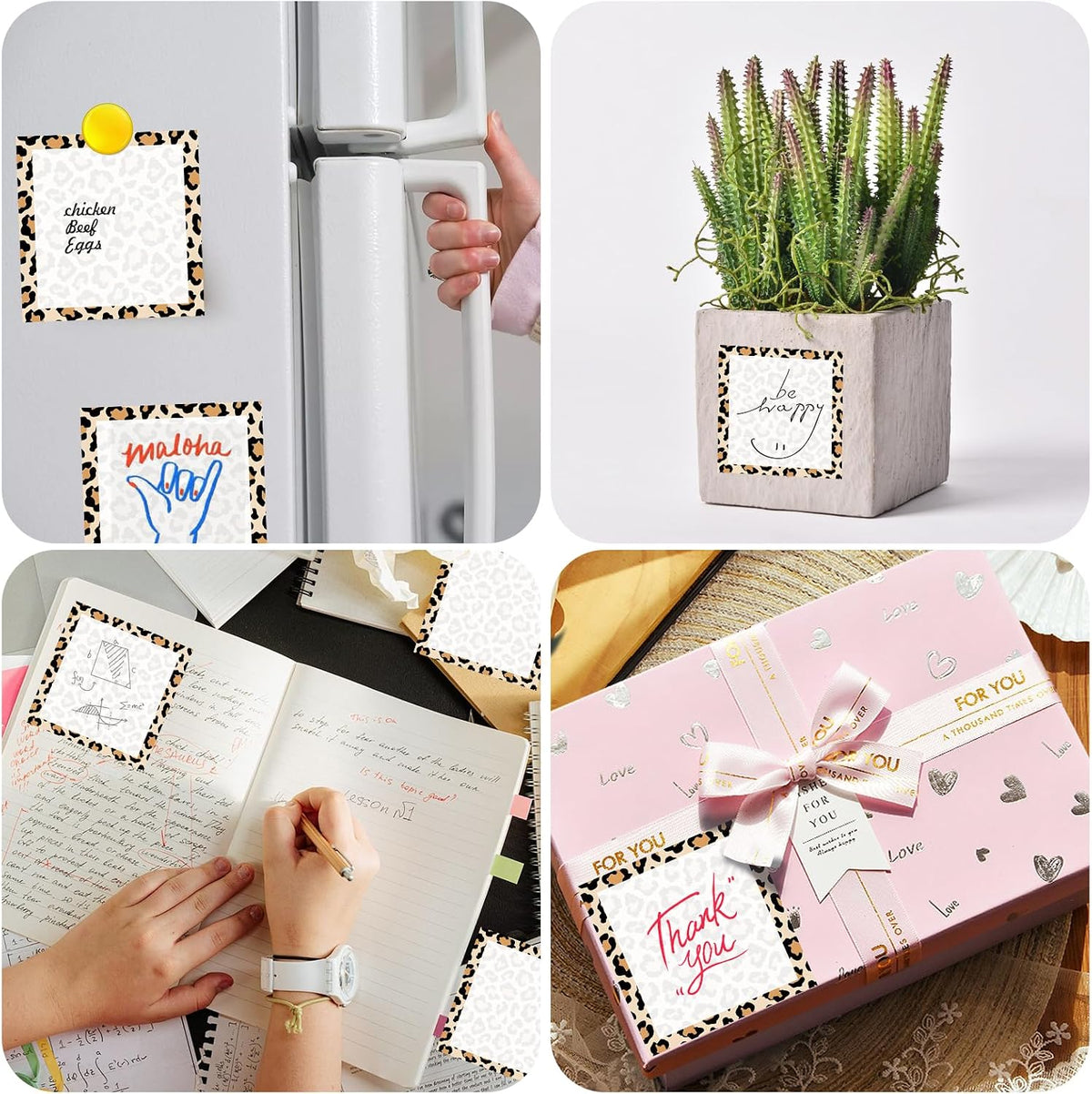 Sticky Notes, 2 Pads, 3x3 inches, Cute Colorful Fun Self-Stick Note Pads, Easy Post, Strong Adhesive Notepad Brown Leopard Print