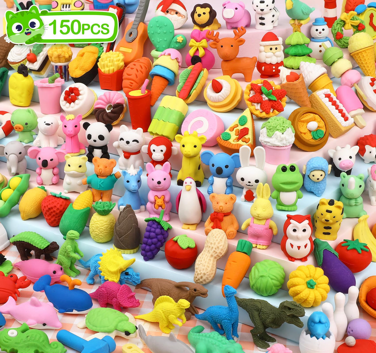 100 Pcs Animal Erasers for Kids - Desk Pets Back to School Supplies