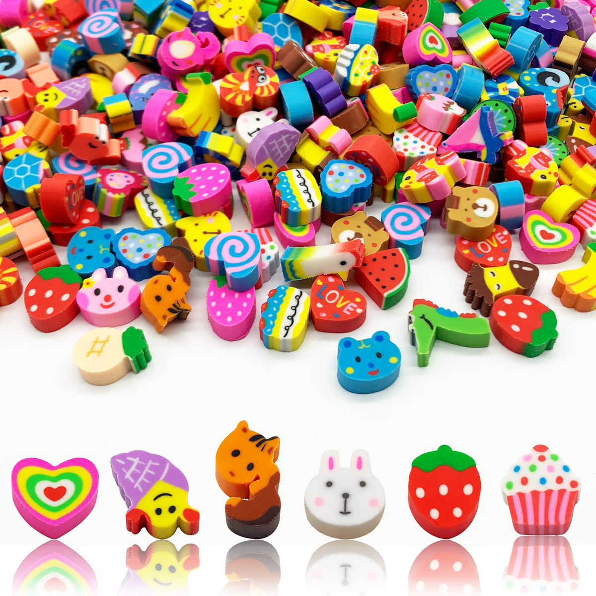 300 Pieces Animal Mini Erasers Assortment Novelty Pencil Erasers Bulk for Rewards Prizes Gift Filler