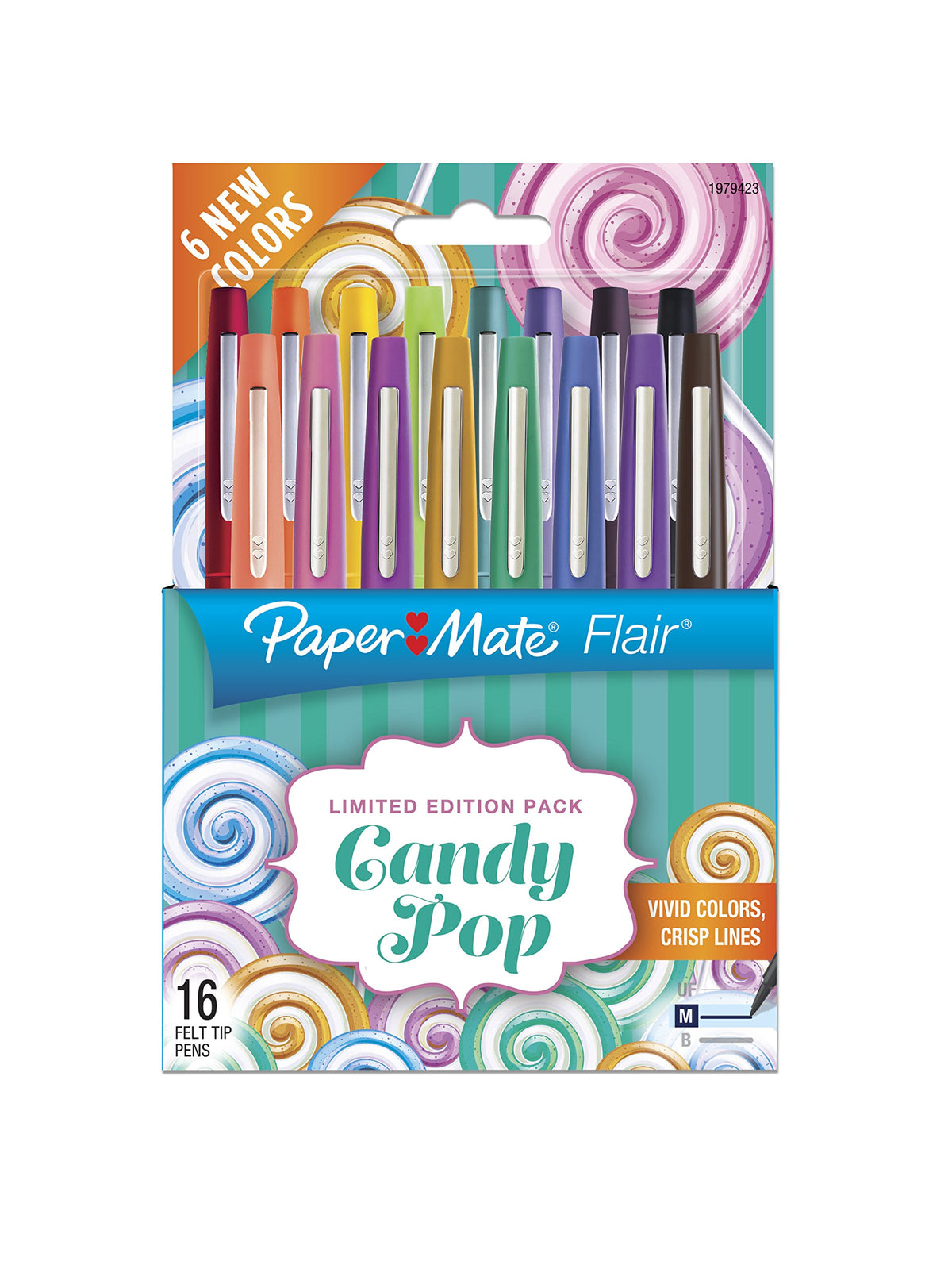 Paper Mate Flair Felt Tip Pens, Medium Point (0.7mm), Limited Edition Candy Pop Pack, 6 Count