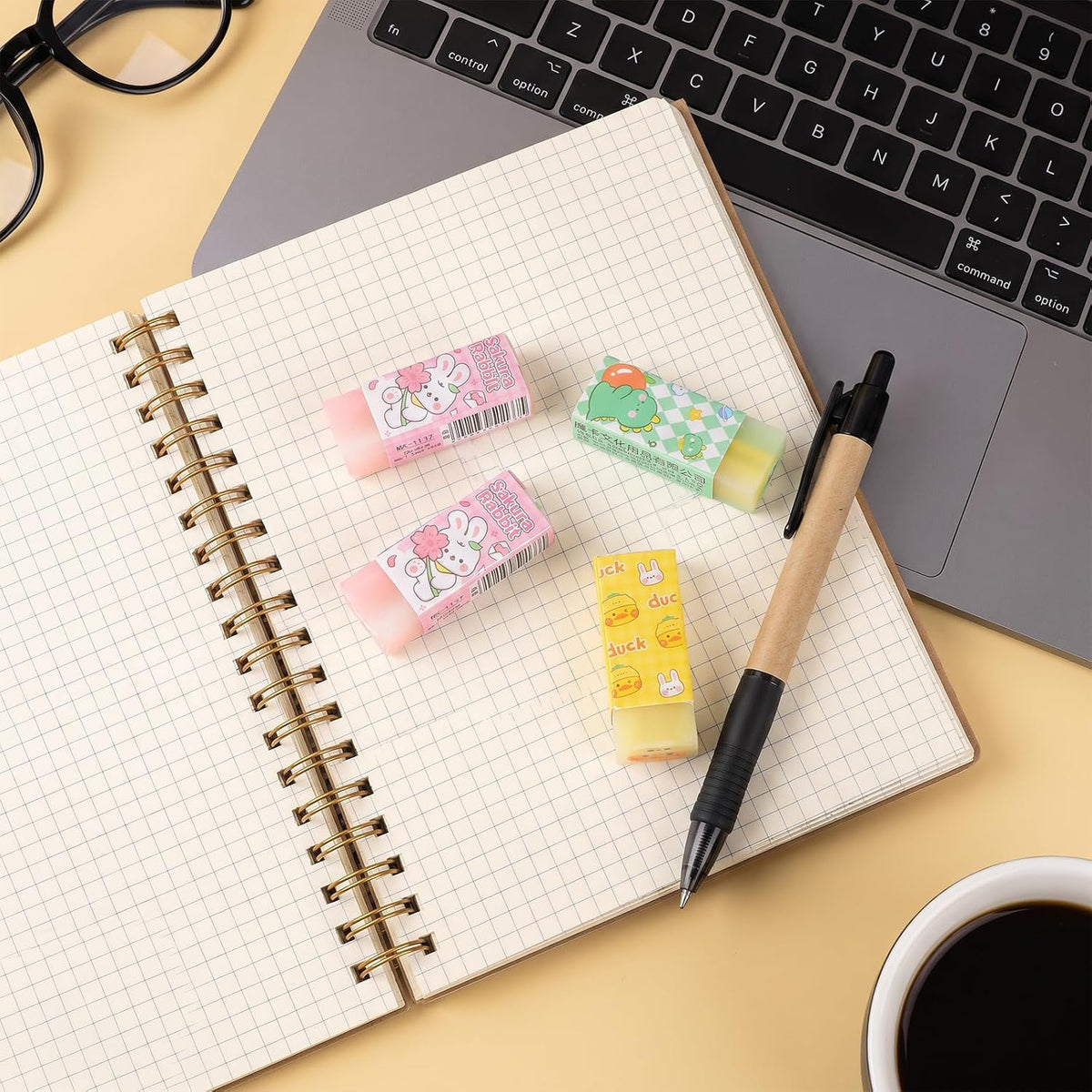 Erasers 10 Pcs Rubber Eraser Cute Cartoon Plastic Pencil Erasers for School Office
