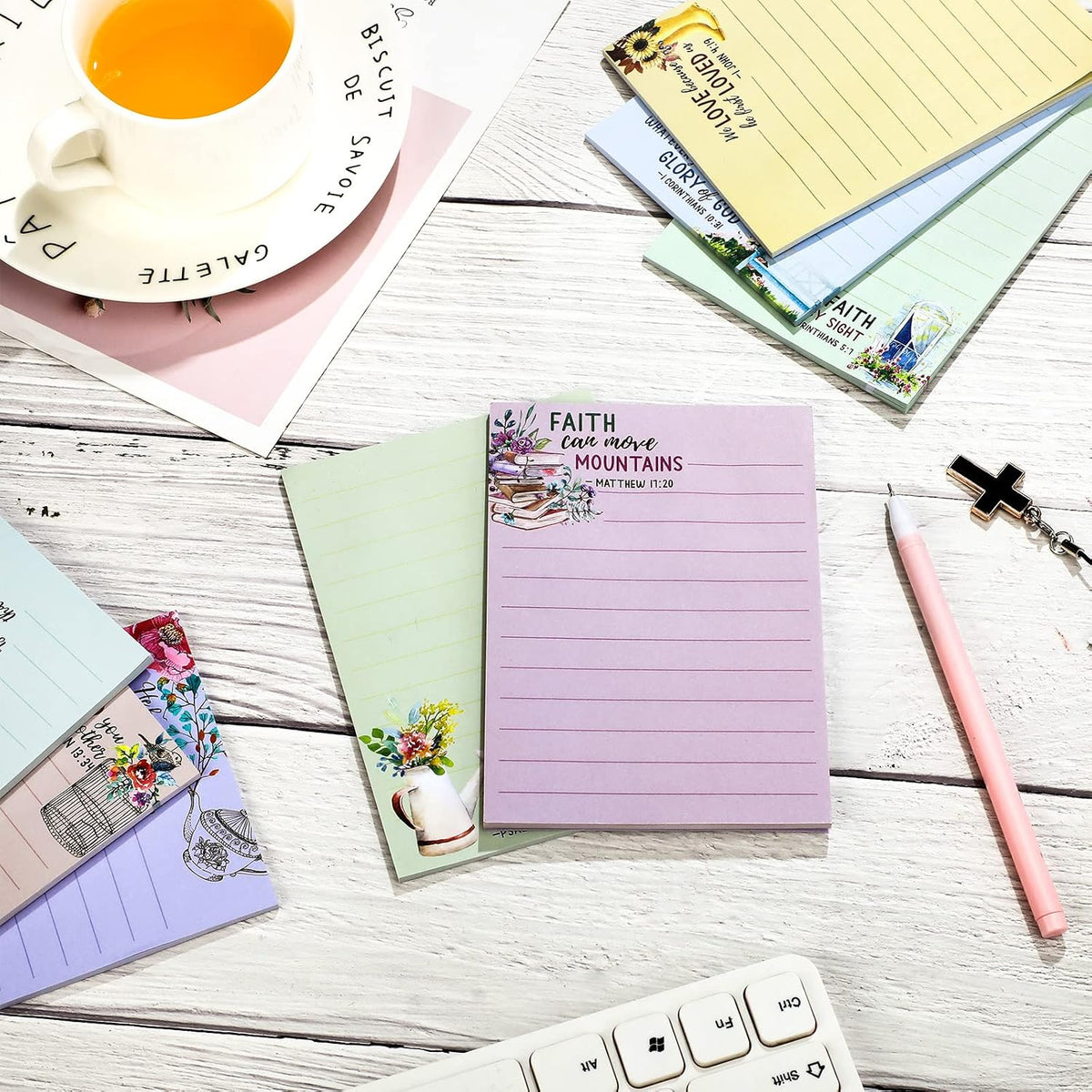 Gersoniel 8 Pack Bible Verse Notepads Christian Sticky Notes,Fresh Style