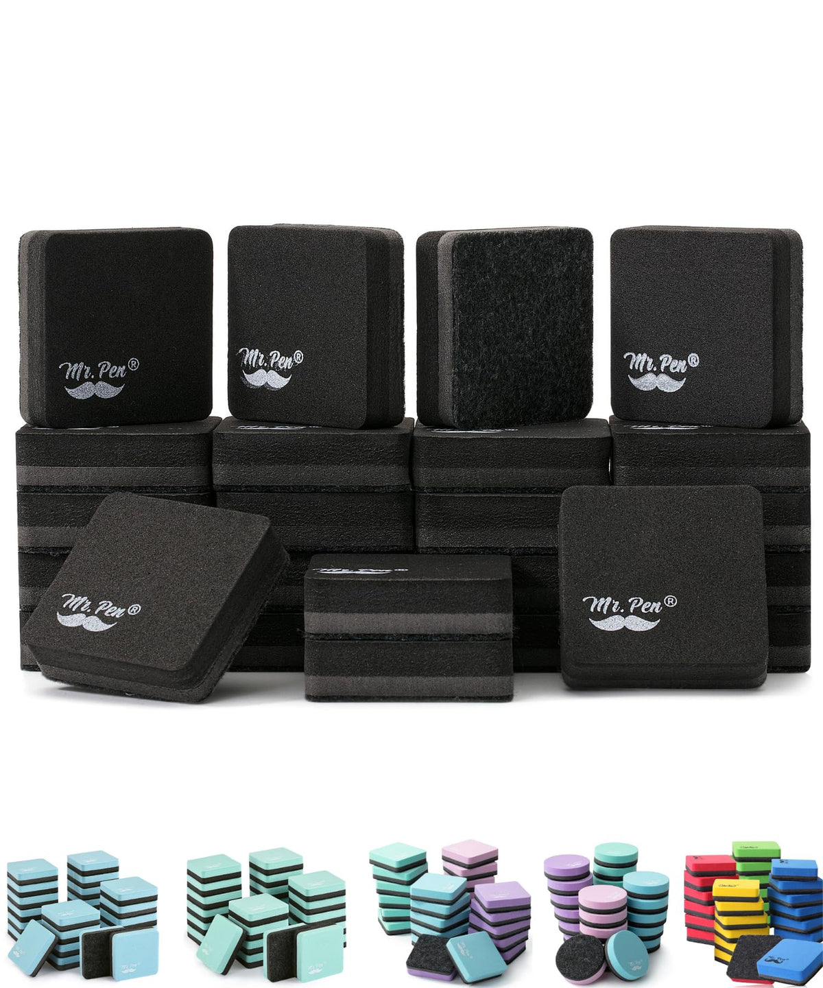 Mr. Pen- Mini Magnetic Dry Erase Erasers, 2" x 2", 24 Pack