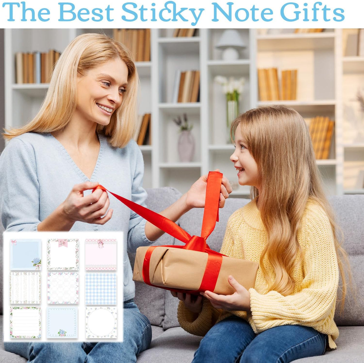 Pink Blue Aesthetic Sticky Notes 3x3 Gifts for Students 9-Pack