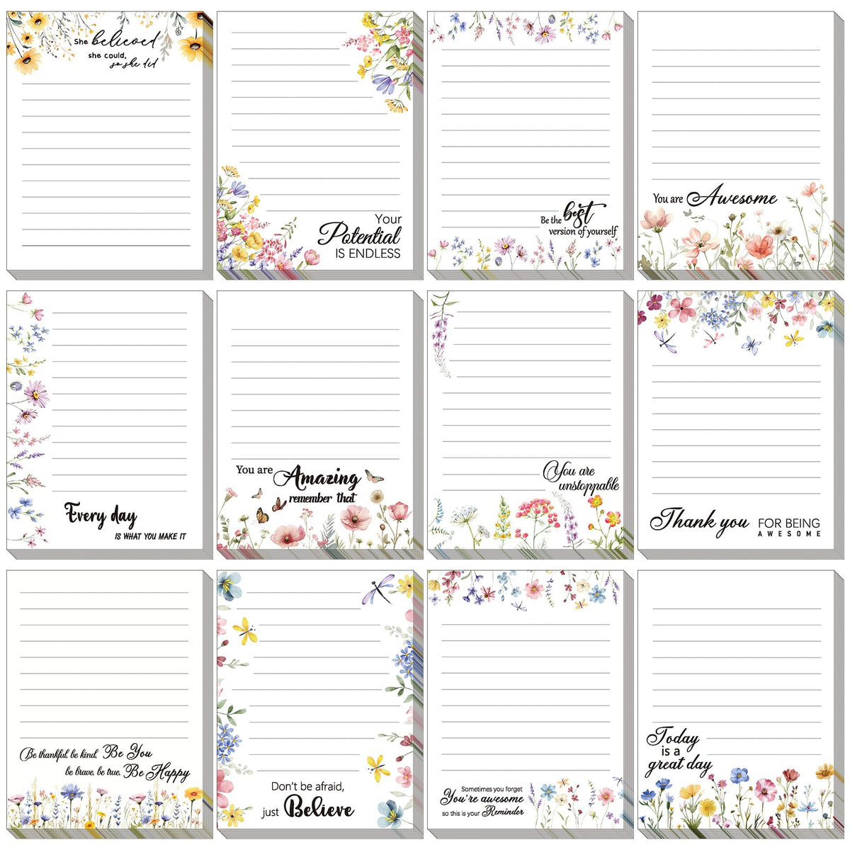 Chiisong 12 Pads Cute Sticky Notes Flower Sticky Notes