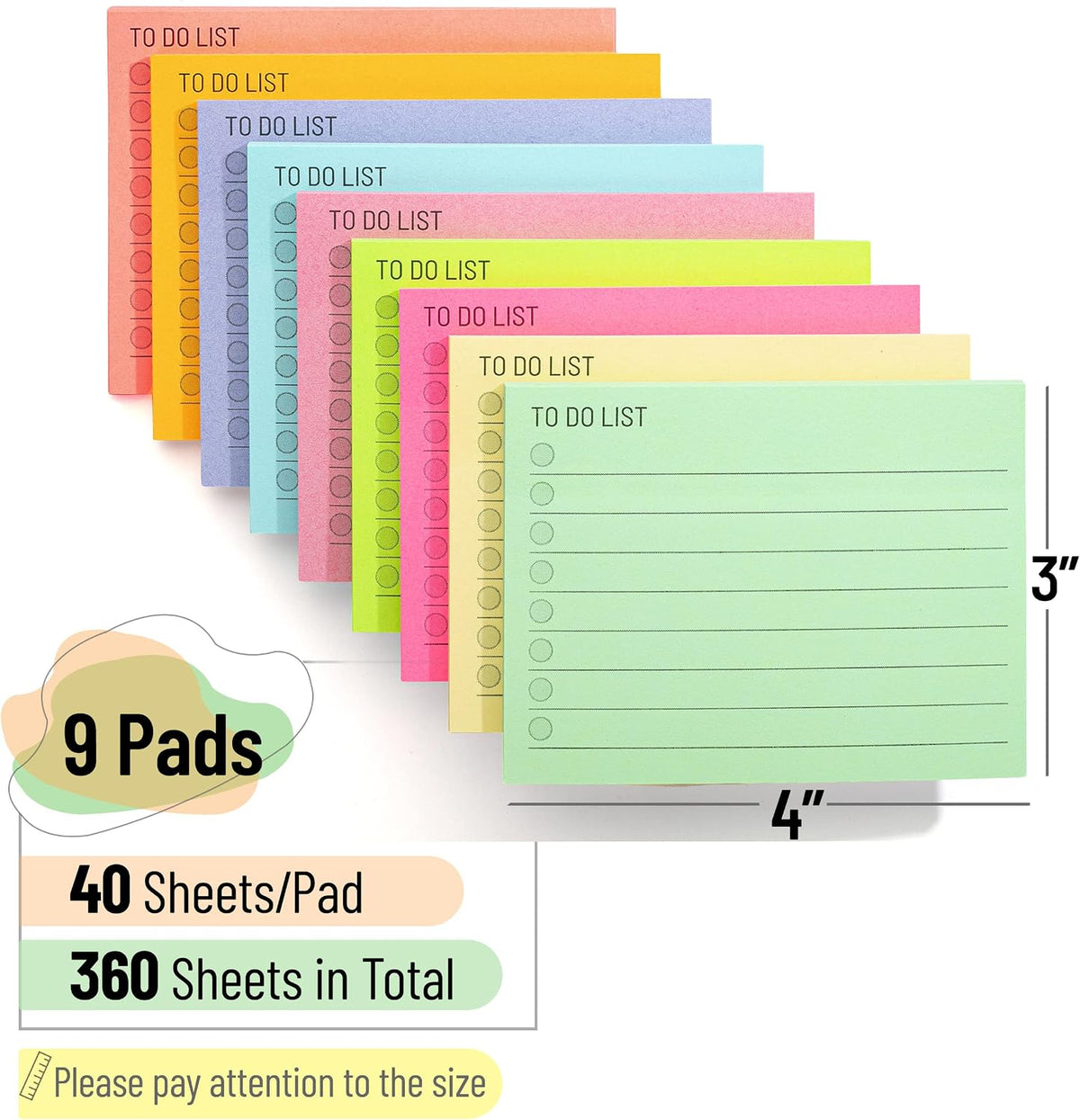 Mr. Pen- to Do List Sticky Notes, 3"x4", 9 Pads, 360 Sheets
