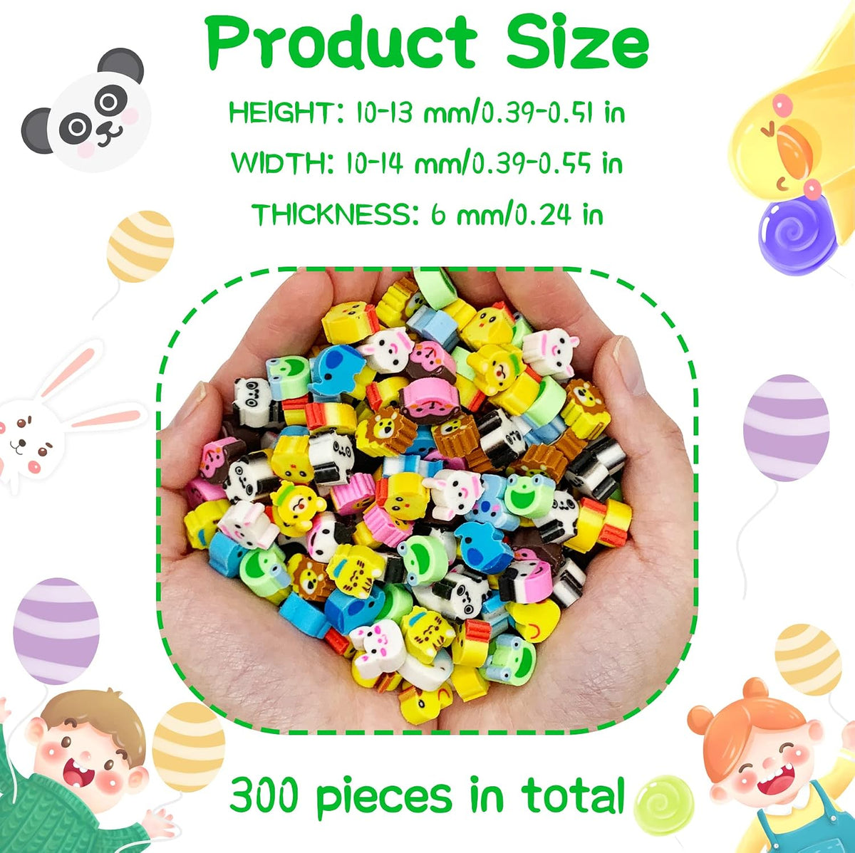 300 Pieces Animal Mini Erasers Assortment Novelty Pencil Erasers Bulk for Rewards Prizes Gift Filler