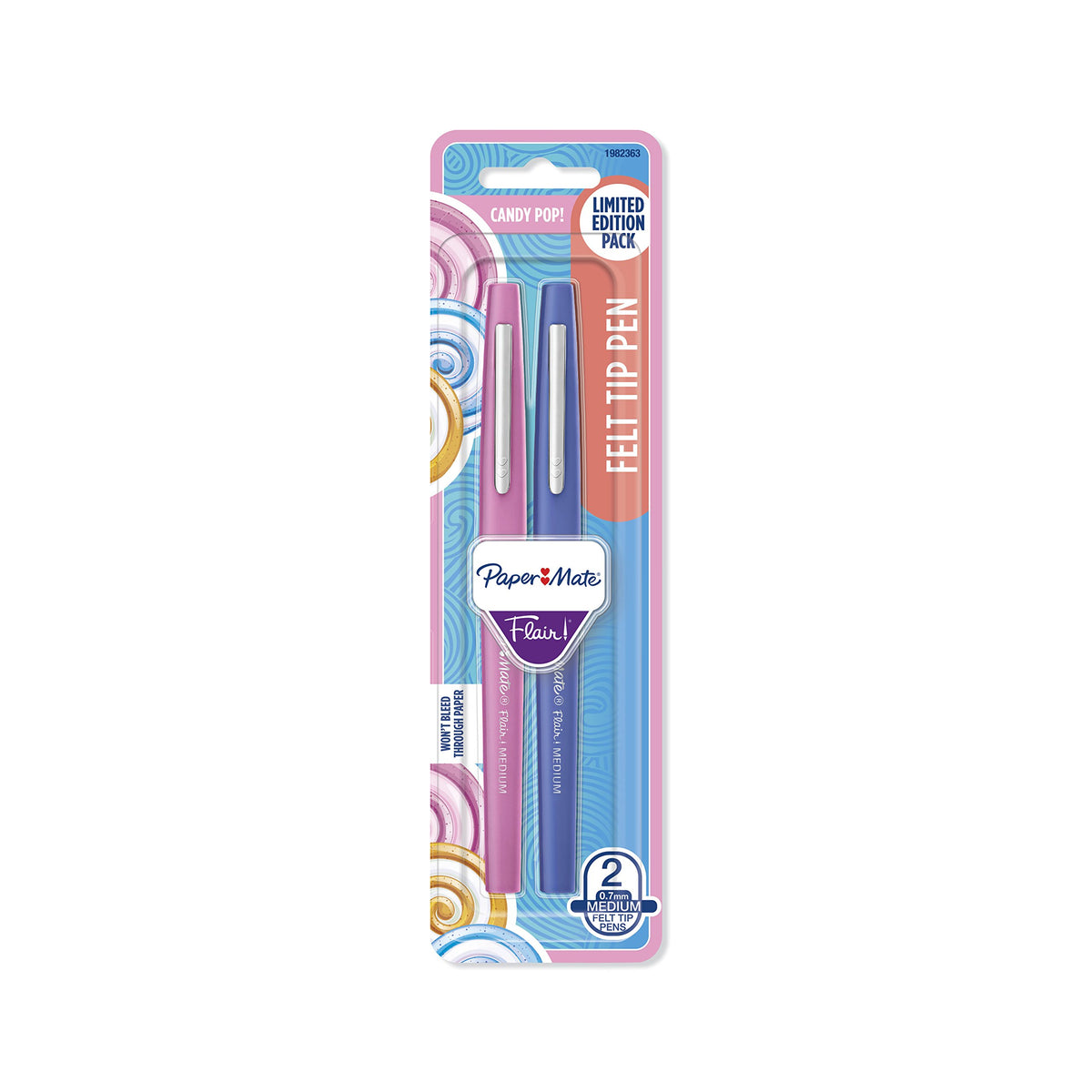 Paper Mate Flair Felt Tip Pens, Medium Point (0.7mm), Limited Edition Candy Pop Pack, 6 Count
