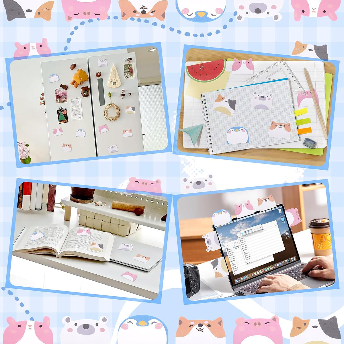 6 Pack Cute Animal Shape Sticky Notes, 270 Sheets