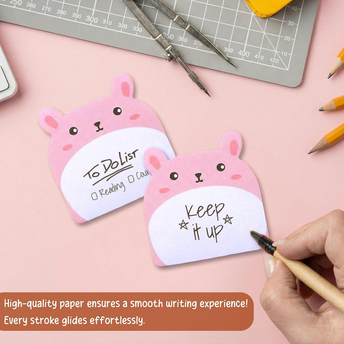 12 Pads Cute Sticky Notes - Kawaii Kitty Animal Note Pads Bulk, Fun Feline Cartoon Self-Adhesive Memo Tabs & Page Markers, Unique Stationery Gift for Veterinary Office, School & Party Supplies