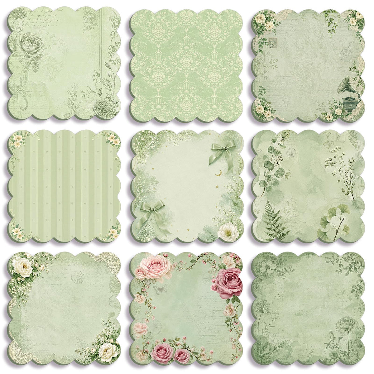 9 Pcs Scalloped Sticky Notes 3x3 Inch,Watercolor