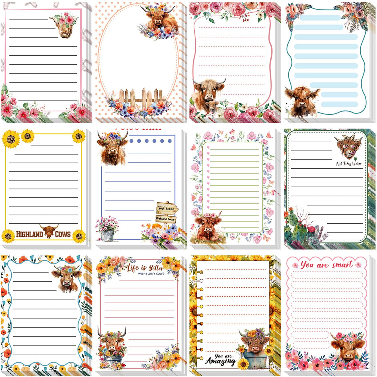 Chiisong 12 Pads Cute Sticky Notes Flower Sticky Notes