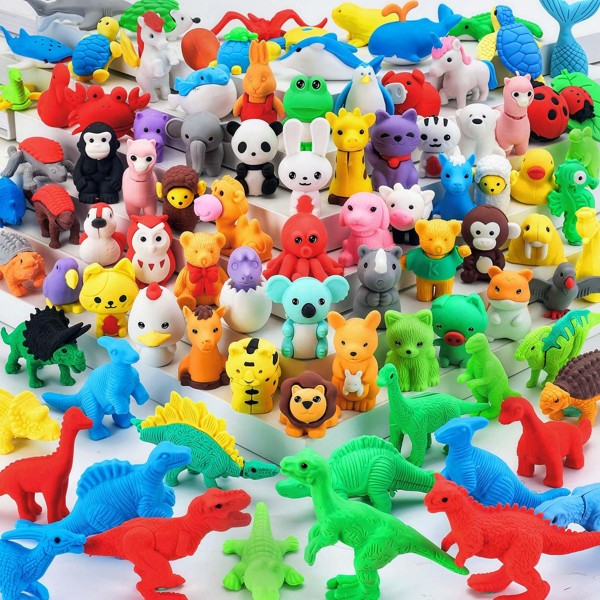 URSKYTOUS 35Pcs Animal Erasers Desk Pets for Kids,Classroom Prizes